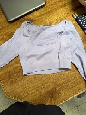 Women’s Scoop Neck Ribbed Crop Top - Lavender